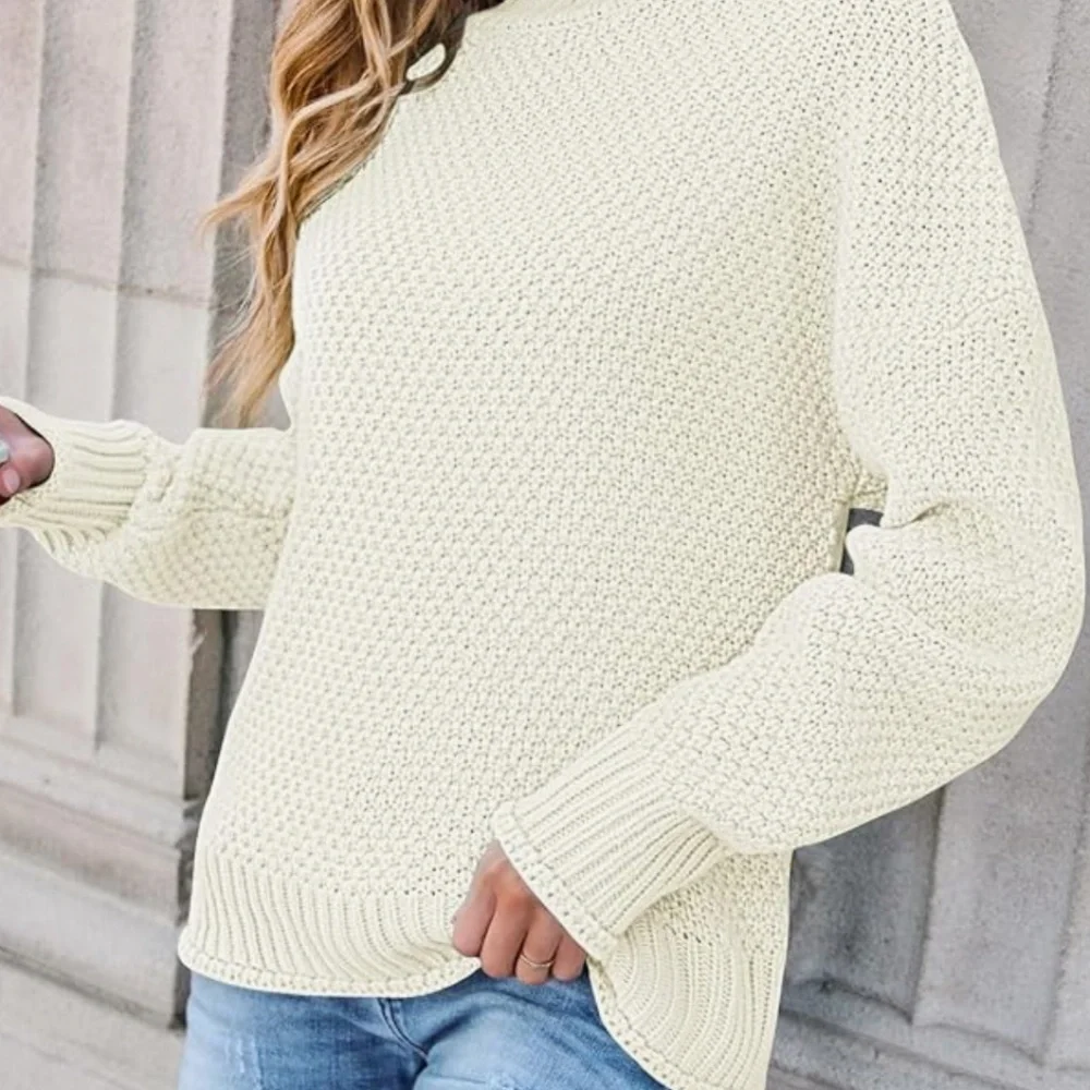 🧣👑ZESICA Turtleneck Batwing Sleeve Loose Oversized Chunky Knitted Pullover👑🧣 - Picture 5 of 14